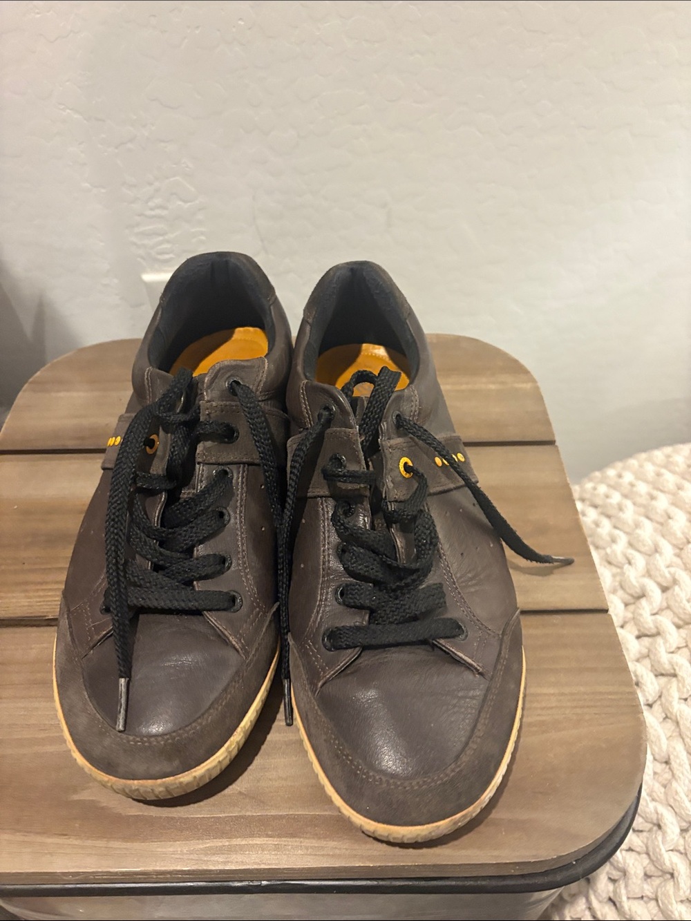 Ecco Brown Leather Sneakers with Black Laces